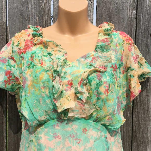Sundance Sz P6 Elysian Garden Silk Floral Dress - Picture 2 of 6